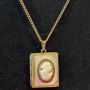 Vintage Hand Carved Cameo Book Locket